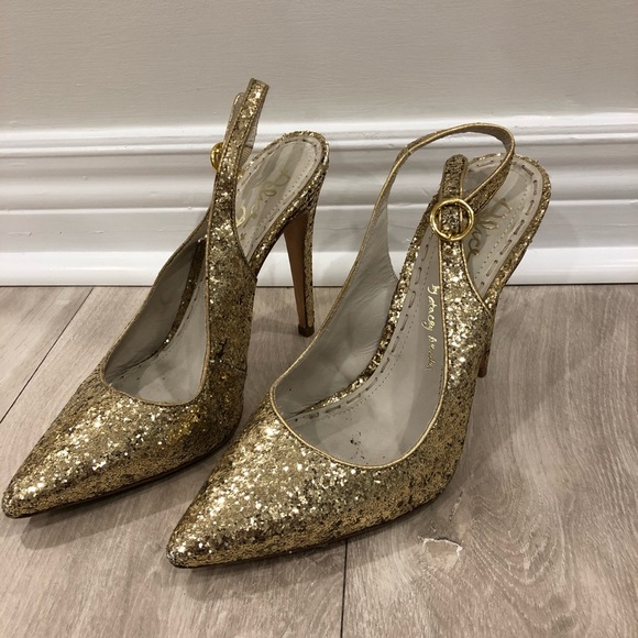 Alice + Olivia Darcy Gold Glitter Heels - Picture 5 of 9